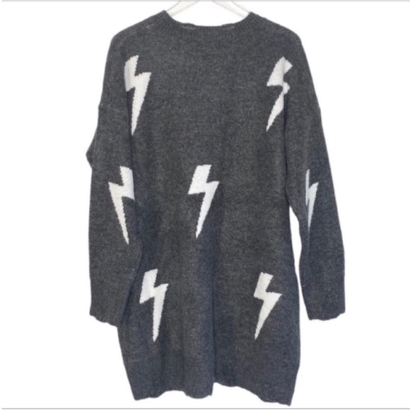 EASEL Lightning Bolt Distressed Sweater Mini Dress 1X - Picture 5 of 9